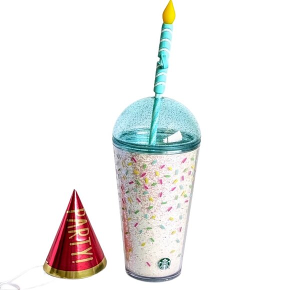 Starbucks 2025 Frappuccino 30th Anniversary Tumbler 16 Oz W/Candle Straw Topper - Picture 2 of 6